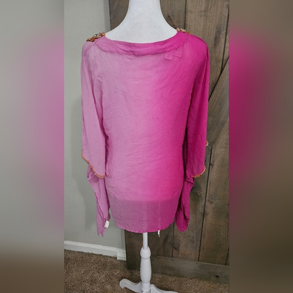 BOSTON PROPER Beaded Ombre Tunic In Pink Multi. Size Small - Picture 15 of 16